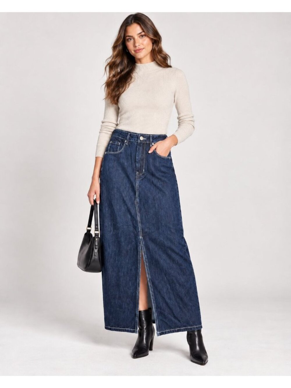 Blank NYC Womens High Waist Denim Dark Blue Maxi Skirt Size 26